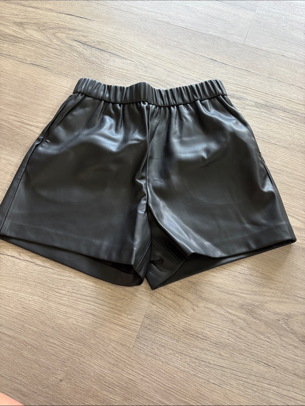 Z Supply Black High-Waist Faux Leather Shorts